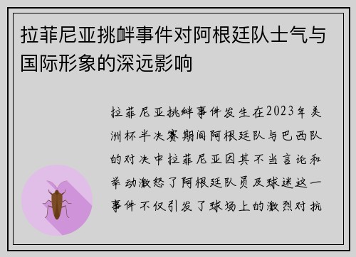 拉菲尼亚挑衅事件对阿根廷队士气与国际形象的深远影响